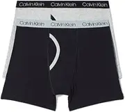 [Calvin Klein] Boys Cotton Stretch 2 Pack Boxer Brief Black/Grey Heather XL