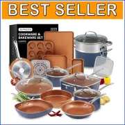 Ultimate 20-Piece Ceramic Non-Stick Cookware Set with Bakeware - Healthy Cooking
