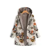 Nevenka Womens Winter Printed Fleece Jacket Casual Sherpa Lined Fuzzy Jacket-Orange