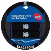84696 NORTH MELBOURNE KANGAROOS AFL CAR STEERING WHEEL COVER & SEAT BELT PAD