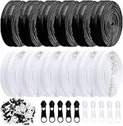 Jotia 12Pcs/ 36 Yards #3 Nylon Coil Zippers with 120Pcs Match Zipper Sliders Assortment Kit, Black White Zipper Repair Kit Sewing Zippers Zipper Heads Bulk Zippers for DIY Sewing Craft Bags