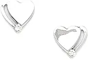 [JewelryWeb] 14k White Gold CZ Simulated Diamond Love Heart Screw Back Earrings 8x8mm Stud Earring for Women