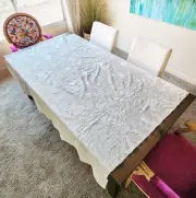 Otomi tablecloth Square in white color hand embroidered 71"×71" approx.