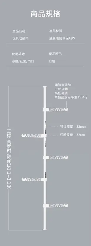 【慢慢家居】免打孔任意調-頂天立地玩具車收納置物架 玩具車架 滑板架(八翅膀) (5.3折)