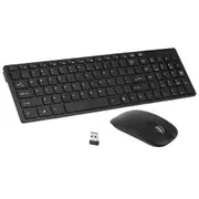 Ultra Thin 2.4GHz Wireless 101 Keys Keyboard and 1000DPI Mouse Combo Set With Keyboard Cover 24 BLACK