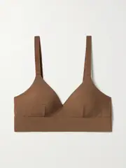 [NUBIAN SKIN] NUBIAN SKIN - Naked Stretch-jersey Soft-cup Bra - Brown - LDD+ LDD+ Brown