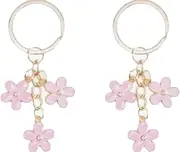 [Junfamilee] 2Pcs Pink Keychains for Women, Flowers Charms Enameled Key, Chain Car Key Ring Pendant for Purse, Handbag Bag, Earphone Case Accessories Women's Keyrings and Keychains, Car Keychain, Pink,