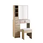 Dressing Table Stool Set Slide Mirror Makeup Vanity Drawer Oak