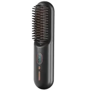 Cordless Hair Brush, Portable Hair Straightener Brush for Women with Travel, 2 in 1 Negative Ion Wireless Hair Straight Comb,Black