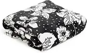 Vera Bradley Collegiate Plush XL Throw Blanket (Multiple Teams Available), Black/White Rain Garden