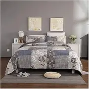 King Quilt, Cotton King Quilt Set 3-Pieces, Soft Patchwork Lightweight Queen Bedspread Coverlet for All Season (1 Quilt,2 Pillow Shams) (Color : A, Size : 259x269cm-50x90cm x2)
