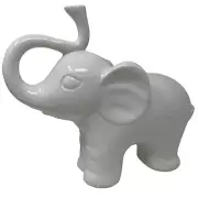 Prinz White Elephant Ceramic Pottery Statue Sculpture Figurine Trunk Up 8inch