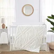 Sweet Jojo Designs Ivory Boho Diamond Boy Girl Baby Crib Bedding Set Infant Nursery Room Blanket Fitted Sheet Skirt Diaper Stacker 4pc Off White Modern Bohemian Gender Neutral Shabby Chic Cotton Tuft