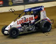 KYLE LARSON #1K LUCAS OIL MIDGET CAR RACING ON TRACK 8X10 GLOSSY PHOTO #3