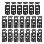 34pcs Double Holes Spring Toggle Stopper Cord Stops Fastener Toggle Black