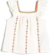 [Koton] Baybgirls Ruffle Sleeveless Flower Embroidered Cotton Muslin Fabric Blouse