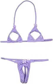 La-pomme(ラ ポーム) La Paume Lingerie, E6000 Fabric, Firm, Coloring, Bold Design, Opening, Perforated, Crotch, Micro Bikini Set, Made in Japan, Brand, Women's