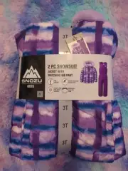 Girls Snozu 2 Piece Purple Snow Suit Set Jacket & Bib Pant Fleece Lined Size 3T