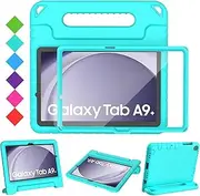 [TOPWANT] Kids Case with Built-in Screen Protector for Samsung Galaxy Tab A9+ Plus 2023 (SM-X210/X216/X218) 11 Inch, Shockproof Convertible Handle Stand Galaxy Tab A9+ / A9 Plus Case for Kids, Turquoise