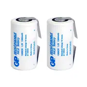 2x 1pc GP 1300mAh NiCAD SUB C Rechargeable Reusable Battery for Toys/Power Tools