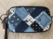 Coach Crossbody Clutch Bag In Canyon Quilt Denim Patchwork Leather 65723