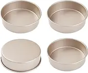 Bakeley Mini Round Cake Pan Set, 4Pcs 6-Inch Non-Stick Round Cake and Loaf Bakeware for Oven and Instant Pot Baking (Champagne Gold)
