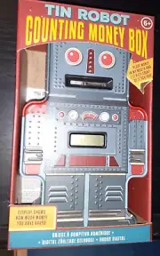 Paladone TIN ROBOT Digital Display COUNTING MONEY BOX MIB Sealed RETRO STYLE