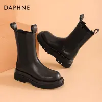 在飛比找蝦皮購物優惠-daphne 煙筒靴 馬丁靴 2023新款黑色切爾西靴 女中