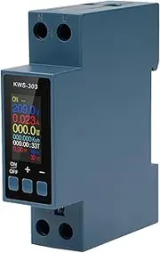 Electricity Meter, DIN Rail, 8-in-1 KWS-303 Voltmeter, Wattmeter, Off Switch, AC Voltage, Current, Power Meter, Energy Monitor, 40 A, AC 230 V