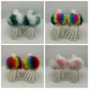 1 Pair of Women Faux Fur Cuffs Warmer Plush Wrist Sleeves Plush Fluffy Retro