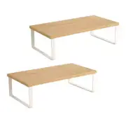 NNEAGS 2X 50cm Wood Computer Monitor Elevated Stand Desktop Support Station Rack
