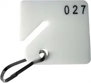 Fhavent 1-1/2" x 1-5/8" Square Slotted Key Tag, Numbered 1 to 100, White