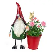 Outdoor Decorations Metal Gnome Yard Art Garden Gnomes Statue 13 Inch Santa