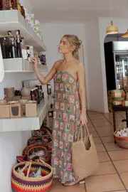 [PUP51] Aoife Maxi Dress - Olive Print XL olive