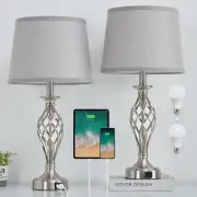 Nightstand Table Lamps for Bedrooms Set of 2 with USB C+A, Bedside Lamps with...