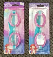 2 PACK Disney Princess Ariel Kids Swim Goggles Age 5+ Soft Silicone Strap UV NEW
