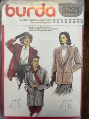 Burda 5221 UNCUT Sewing Pattern, Misses' Jacket, Size 12-26