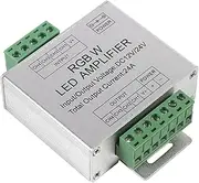 GRCFUMO DC12 to 24V 24A RGBW Signal Amplifier, 4 Channel Output Circuit Aluminum Shell LED Strip Controller, Data Signal Repeater Controller for RGB LED Strip