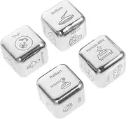 Toyvian 4pcs Unique Food Decision Dices Stainless Steel Party Accessories for Couples Creative Present for Exciting Mealtime Choices and
