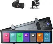 3 Cameras Dash Cam 12In 2.5K Clear Car Rearview Mirror Bt Car Video Recording Camcorder Ed Screen Car Camera Recorder Auto Driving Recorder Black Black