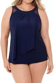 Miraclesuit Womens Illusionists Ursula Underwire Tankini Top, Midnight Blue, 18W
