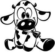 Cute Cartoon Cow Indoor Removable Black Vinyl Decal Laptop Notebook Tablet Walls