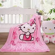 Throw Blanket Cartoon Hello Kitty Kawaii Printing Cover Flannel Super Soft Plush Beach Sherpa for Adults Toddler Baby Children