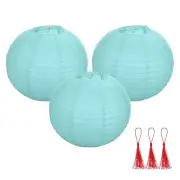 3 Pcs Light Blue Round Paper Lanterns 16 Inch Paper Lantern Party Decorations
