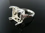 2958 Ring Setting Sterling Silver, Size 6.75, 14x12 Mm Emerald Stone