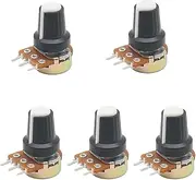 KLVN 5pcs WH148 3pin B1K ~ B1M ohm 1K 2K 5K 10K 20K 6Pin 15mm 10K 3 Terminal Linear Taper Rotary Potentiometer for3 203 503 104(Beige,5K Ohm)