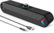 LENRUE Computer Speakers,Wired USB-Powered Sound-bar with 10W Stereo black
