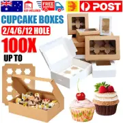Cupcake Box Cases 2/4/6/12 holes clear Window Cupcake Display Boxes Muffin Cups
