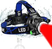 Red Light Headlamp, USB Rechargeable Headlamp, Zoomable Waterproof Red LED headlight with 3 Mode For Camping Hiking hunting Animal Protecting Beekeeping Detecting Astronomy Aviation Night Vision.