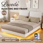 Levede Floating Bed Frame LED Light Soft Headboard Base Platform Double Queen
